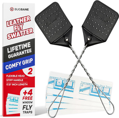 Leather fly swatter for - 2,
