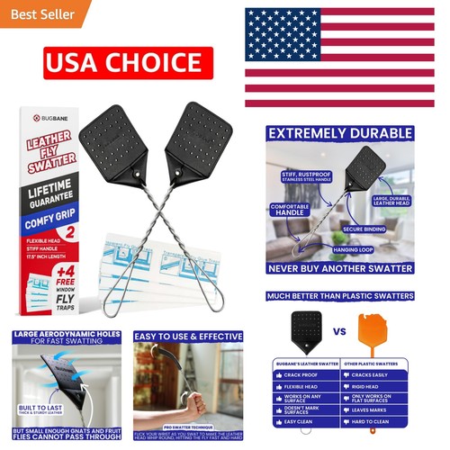 Leather fly swatter - leather,